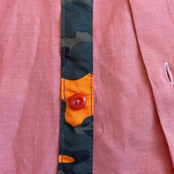 Pink Dress Shirt Size Medium Orange Camouflage - Picture 7 of 9